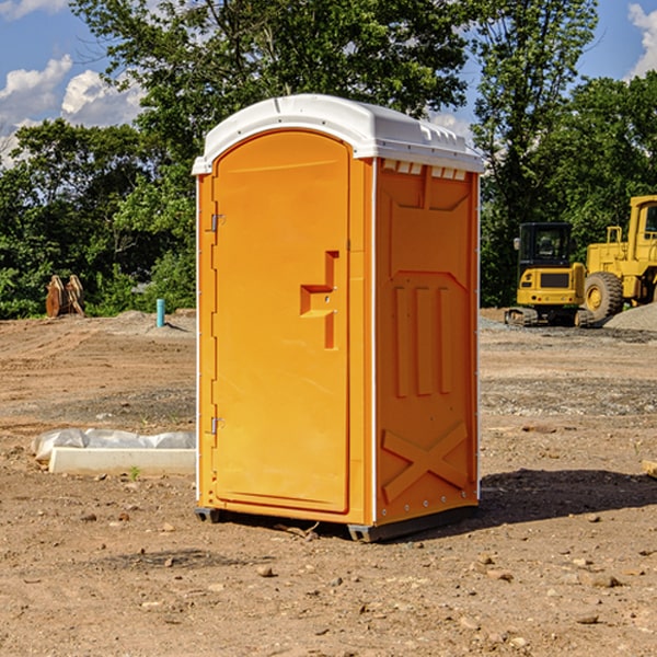 how often are the porta potties cleaned and serviced during a rental period in Peggs